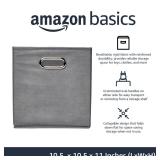 Amazon Basics Collapsible Cube Storage Organizer Bins, 6-Pack, 10.5 x 10.5 x 11 inches, Light Grey
