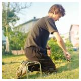TINGSLOTOOL Knee Seat for Gardening, 304 Stainless Steel Garden Kneeler and Seat, Quick Release Gardening Kneeler, Suitable Height from 4.9 Feet to 6.5 Feet (Black, Adult Size)
