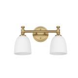 Ntsunxeko Gold Bathroom Vanity Light Fixtures, 2-Light Bathroom Vanity Light Fixtures Over Mirror, Traditional Vanity Lights for Living Room, Milk White Glass Shades, Standard E26 Base, Aged Brass