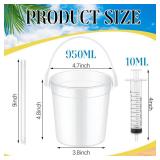 Willinglong 20 Set 32oz Clear Plastic Rum Buckets for Drink with Straws Beverage Syringes Drink Buckets for Parties with Handle Reusable Punch Bowls for Rum Wine Beer Cocktail Beverage Party(Frosted)