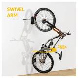 monTEK Swivel Bike Wall Mount, Bike Hangers for Garage, Bike Wall Mount with Two Extra Storage Hooks, Bike Hanger Wall Mount for Space Saving, Bike Rack Garage Holds Up to 77 lbs