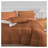 NEXHOME PRO Duvet Cover Queen Size, Brunt Orange 3 Pieces Boho Tufted Duvet Cover Set, Soft and Lightweight Microfiber Comforter Cover Set for All Season (Brunt Orange, 90 x 90)-No Comforter