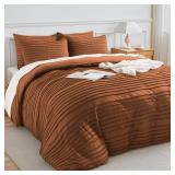 NEXHOME PRO Duvet Cover Queen Size, Brunt Orange 3 Pieces Boho Tufted Duvet Cover Set, Soft and Lightweight Microfiber Comforter Cover Set for All Season (Brunt Orange, 90 x 90)-No Comforter