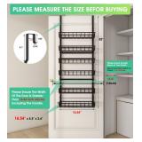 Mefirt Over The Door Pantry Organizer, Pantry Storage and Organization, 6-Tier Adjustable Hanging Baskets, Metal Wall Mount Spice Rack Seasoning Shelves for Home & Kitchen, Laundry Bathroom - Black