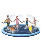 107 inch Splash Pad for Kids, Non Slip Water Sprinkler Pad Extra Large Thick Durable Toddler 4-8 3-5 1-3 Pets & Families, Backyard Splash Play Mat for Kiddie Children Baby Wading Pool Dogs Splash Pad