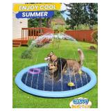 107 inch Splash Pad for Kids, Non Slip Water Sprinkler Pad Extra Large Thick Durable Toddler 4-8 3-5 1-3 Pets & Families, Backyard Splash Play Mat for Kiddie Children Baby Wading Pool Dogs Splash Pad