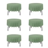 BRILLMAX 6 Pack Sage Green 70 Inch Round Tablecloths Fit 30\" to 54\" Tables (8-20\" Drop) - Circle Bulk Linen Polyester Fabric Washable Cloth Cover for Wedding Reception Banquet Birthday Party Buffet