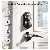 Veise Keyless Entry Door Lock with 2 Lever Handles - Electronic Keypad Deadbolt, Auto Lock, Back Lit & Easy Installation Design, Front Door Handle Sets, Matte Black