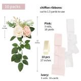 DreamBuilt Wedding Aisle Decorations - Set of 10 Pew Flowers - Artificial Roses & Eucalyptus - Pink & Cream - 5.5\" x 13\" - Elegant Traditional Modern Style - Chair Flowers