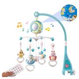 Mini Tudou Baby Musical Mobile Crib with Music and Lights, Timing Function, Projection, Take-Along Rattle and Music Box for Babies Boy Girl Toddler Sleep