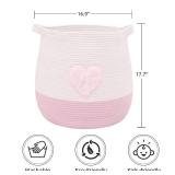childishness ndup Large Cotton Rope Basket, Woven Storage Basket for Toy, Laundry and Blanket Organizer Basket, Round Hamper Basket with Handles for Kid