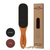 Pumice Stone Foot File - Wooden Pedicure Feet Scrubber with Handle for Callus, Dry, and Dead Skin Removal - Heel Scraper for Feet, Hands, and Body - Foot Filer for Use in Shower