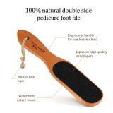 Pumice Stone Foot File - Wooden Pedicure Feet Scrubber with Handle for Callus, Dry, and Dead Skin Removal - Heel Scraper for Feet, Hands, and Body - Foot Filer for Use in Shower