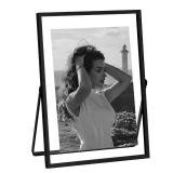 eletecpro 5x7 Metal Picture Frame with Real Glass Cover, Tabletop Display Photo for Multiple Size up to 5x7, Black Floating Photo Frame Diaplay 2x3, 3x5, 4x6 for Wedding, Party, Home Decor, Vertical