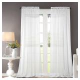 Dreaming Casa Solid Sheer Curtains Draperies White Rod Pocket 2 Panels 52\" W x 102\" L