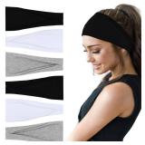 YONUF Fashion Headbands For Women Wide Headband Yoga Workout Head Bands Hair Accessories Band Black White Gray 6 Pack