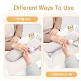 Subay Nail Arm Rest, Foldable PU Leather Nail Hand Rest for Acrylic Nails Cushion Hand Holder, Nail Hand Pillow Nail Art Accessories Tool for Nails Tech Manicure Pedicure Salon Home Use - Light Gray
