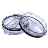 2 Replacement Lids for Stainless Steel Tumbler Travel Cup - Fits OF Inner diameter 3.7 to 3.74 INCH Yeti Rambler and others (Transparent) (30 OZ)
