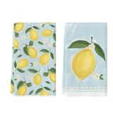 Artoid Mode Lemon Flower Summer Kitchen Towels Dish Towels, 18x26 Inch Seasonal Summer Decoration Hand Towels Set of 2