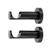 Ivilon Ceiling or Wall Mount Curtain Rod Brackets Holders for Curtain Rods of 7/8 and 1 Inch Diameter. Set of 2. Color Black