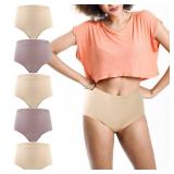 BATTEWA Incontinence Underwear for Women Washable, Leak Proof Underwear High Waist Cotton,Bladder Leakage 50ML (Beige-Blush, 3X-Large, 5 Pack)