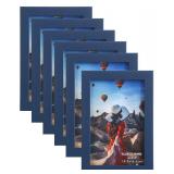ELSKER&HOME 4x6 Picture Frame - Navy Blue Sturdy Wood Composite Photo Frame - Semi-tempered Glass - Includes Hanging Hardware and Desktop Easel (6 Pack)