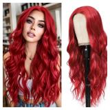 Long Red Wig for Women 26Inch Wavy Curly Wigs Synthetic Heat Resistant Hair Replacement Wig for Daily Party Halloween Costume