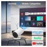 Mini Projector, HY300 PRO Portable Projector, Support 4K 1080P with Dual-Band WIFI6 5G Wireless 5.2 Bluetooth Android 11, 180Â° Rotatable, Auto Keystone Correction, 35\"-130\" Screen Video Projector