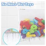 Bath Toy Net 18x16 Inch Kids Bath Tub Toy Holder, Corner Mesh Bag, Baby Bathtub Storage Organizer, Large Bathroom Bucket Bin, Toddler Shower Caddy Hanging Basket, 2 Suction Cups 2 Adhesive Wall Hooks