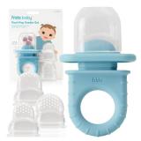 Frida Baby Push Pop Feeder, Baby Fruit Food Feeder to Safely Introduce New Foods, Fresh + Frozen, Silicone, BPA Free, Dishwasher Safe | 3 Count, Blue