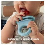 Frida Baby Push Pop Feeder, Baby Fruit Food Feeder to Safely Introduce New Foods, Fresh + Frozen, Silicone, BPA Free, Dishwasher Safe | 3 Count, Blue