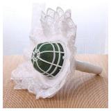 JIANWEI Bride Bouquet Holder, DIY Wedding Foam Bouquet Handle, Home Exquisite Supplies with Lace Trim, Fresh Artificial Flower Holder Decoration(White)