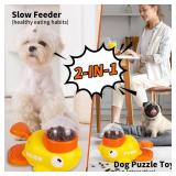 2-in-1 Interactive Dog Puzzle Toy, Slow Feeder, Safe and Durable Dog Food Treat Feeding Dispenser for Small & Medium Dogs, Promotes IQ Training and Entertainment Reduces Bloating Anti-Gulping