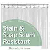 Barossa Design Plastic Shower Liner Clear - Premium PEVA Shower Curtain Liner with Rustproof Grommets and 3 Magnets, Waterproof Cute Lightweight Standard Size Bathroom Curtains - Clear