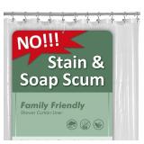 Barossa Design Plastic Shower Liner Clear - Premium PEVA Shower Curtain Liner with Rustproof Grommets and 3 Magnets, Waterproof Cute Lightweight Standard Size Bathroom Curtains - Clear