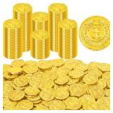 120 PCS Gold Coins, 1.4 in Plastic Gold Coins, 0.08 in Thick Fake Coins Pirate Coins Tokens Play Coins for Kids, Pirate Treasure Classroom Reward Adventure Theme Party Supplies for Pirate Party