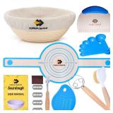 Complete Sourdough Starter Kit â 10-Inch Round Banneton Bread Proofing Basket, Bread Making Supplies & Tools Set, Sourdough Proofing Basket for Artisan Baking, Perfect Sourdough Gift for Home Bak