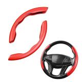 Steering Wheel Cover, 2PCS Segmented Steering Wheel Protector, Carbon Fiber Anti-Slip and Durable Car Accessory, Universal Fit for Most Carsï¼SUVs (Carbon Fiber Red)