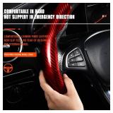Steering Wheel Cover, 2PCS Segmented Steering Wheel Protector, Carbon Fiber Anti-Slip and Durable Car Accessory, Universal Fit for Most Carsï¼SUVs (Carbon Fiber Red)
