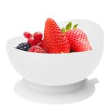 Bcautay High Low Scoop Bowl Scooper Bowl with Suction Cup Base Adaptive Self Feeding Bowl for Elderly Disabled Handicapped Adults from Parkinsons Dementia Stroke Tremors (White)