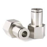 TAILONZ PNEUMATIC Copper Nickel Plating Female Straight 1/4 Inch Tube OD x 3/8 Inch NPT Thread Push to Connect Fittings PCF-1/4-N3(Pack of 2)