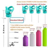 Straw Lid for Hydroflask, Lids with Straw for Hydro Flask 18 21 24 oz Standard Mouth, Replacement Sport Cap for HydroFlask Top Lid with Flexible Handle, Sport Water Bottle Cap Accessories, Mint