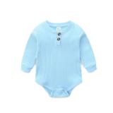 JingleBaBa Gender Neutral Newborn Clothes Toddler Sweatsuit Blue Onesies 0-3 Months Ribbed Knitted Romper 2pcs