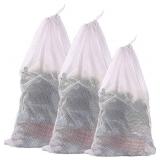 Prezon Durable Honeycomb Laundry Bag Sturdy Mesh Bags 2 Extra Large and 1 Large with Drawstring Closure for College, Dorm and Apartment Dwellers - 3 Set(2XXL+1XL)
