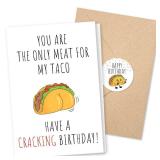 Funny Birthday Card For Men, Husband Gift Birthday Decorations for Him Boyfriend Partner, Humorous Bday Card with Envelope, Romantic Greeting Bday Gift, Anniversary Note, Taco Lover, Include Sticker 2