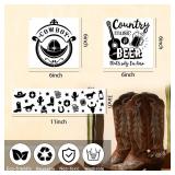 AFRITEE Western Cowboy Stencils for Painting - 20 Pieces Small Landscape Longhorn Skull Reusable Stencils for Painting on Wood, Country Music Beer Drawing Template DIY Home Wood Fence Rock Decoration