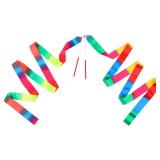 2Pcs Rhythmic Dance Ribbons 78.7 Inch Rainbow Gymnastics Ribbon Dancer Wands Dance Twirling Sticks Sparkling Baton Streamer for Artistic Dancing Gymnastic Circus Carnival Show Outdoor Play (Colorful)