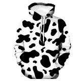 Hisayhe Unisex Novelty Hooded Sweatshirt 3D Cow Print Funny Hoodie Pullover,Colour3,3XL