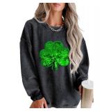Urchics Crewneck Sweatshirts for Women 2025 Mardi Gras Holiday Corduroy Long Sleeve Sequin Graphic Casual Pullover Tops St.Patrick