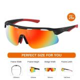 suoso Polarized Sports Sunglasses for Men:Polarized Glasses Men Women Youth Cycling Running Driving Fishing Baseball,Red, Large